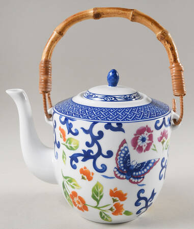 Mandarin Blue Teapot & Lid with Removable Top Handle