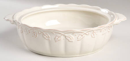 Vintage Vine Cream 2 Qt Round Covered Casserole No Lid