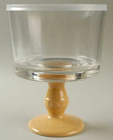 Woven Traditions Butternut Glassware Trifle Bowl w/Plastic Lid & Ceramic Base
