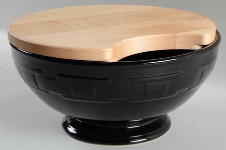 Woven Traditions Ebony 10" Footed Bowl & Wood Lid