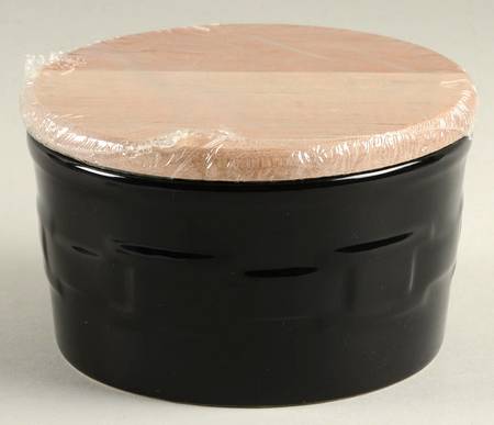 Woven Traditions Ebony Salt Crock & Wood Lid