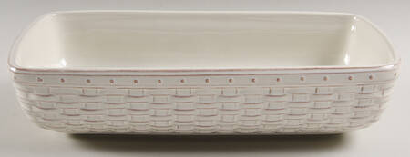 Woven Reflections Ivory 12" Rectangular Vegetable Bowl