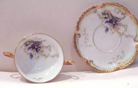 LAT101 Footed Cream Soup Bowl & Saucer Set