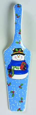 Holiday Snowman Solid Ceramic Pie/Cake Server