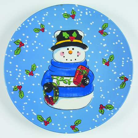 Holiday Snowman Cake Plate