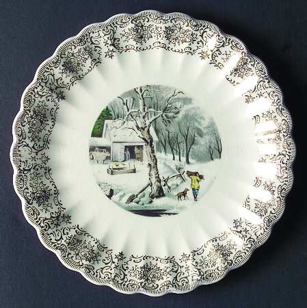 Currier and Ives Filigree (Scallop) by Limoges-American