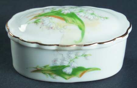 LEF67 (Gold Trim) Mini Oval Box & Lid