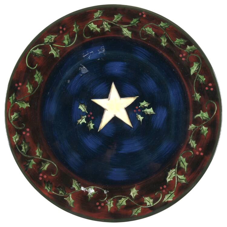 Primitive Colors Christmas 13" Chop Plate (Round Platter)