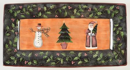 Primitive Colors Christmas 18" Rectangular Tray