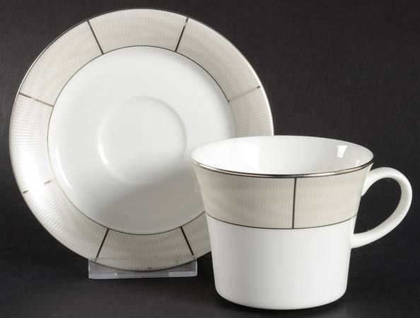 Silk Moire Pearl Flat Cup & Saucer Set