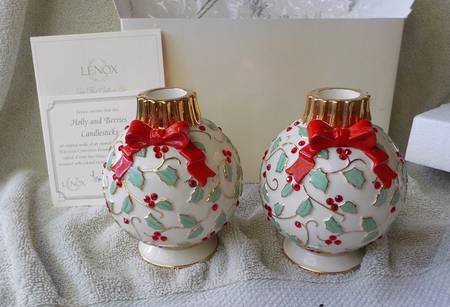 Holly and Berries Small Candlestick