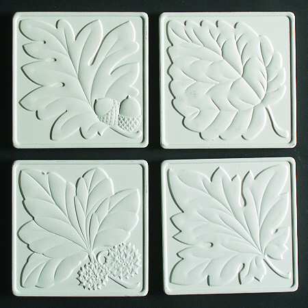 Leaves Square Corkback Coaster - Set of 4 Motifs