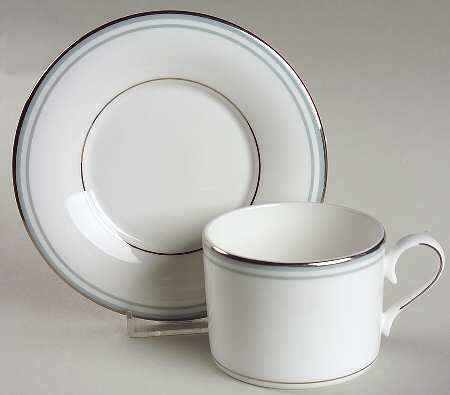 Federal Platinum Blue Flat Cup & Saucer Set