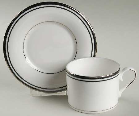 Federal Platinum Black Flat Cup & Saucer Set