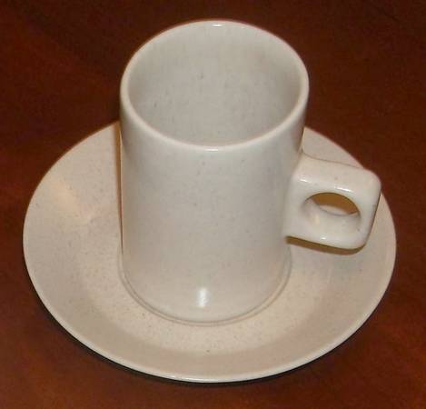 Lunar Range Pale Oatmeal Flat Cup & Saucer Set