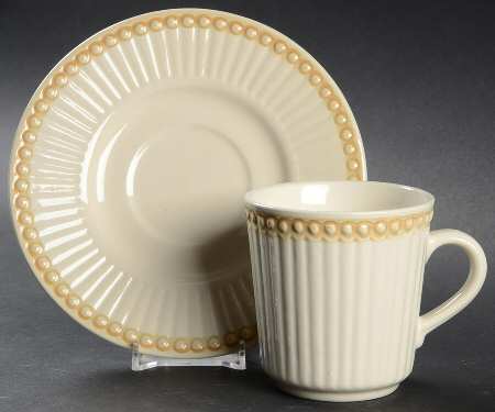 Victorian Pearls Flat Cup & Saucer Set