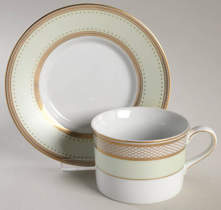 Silk Ribbon Celadon Flat Cup & Saucer Set
