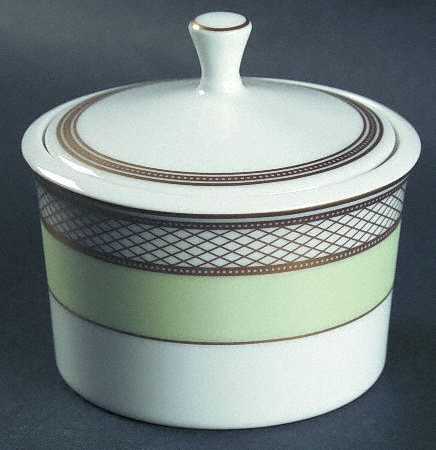 Silk Ribbon Celadon Sugar Bowl & Lid