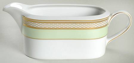 Silk Ribbon Celadon Gravy Boat