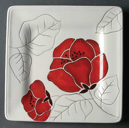 Anna Bloom Red Square Salad Plate