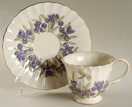 Springtime Splendor Footed Cup & Saucer Set
