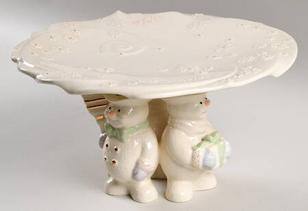 Snowman Christmas Collection 10" Diameter Pedestal Cake Stand