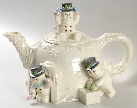 Snowman Christmas Collection Figural Teapot & Lid
