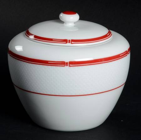 Red Pagoda Sugar Bowl & Lid