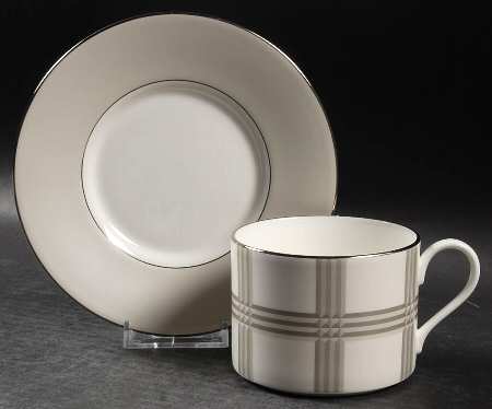 Glen Plaid Flat Cup & Saucer Set
