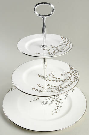 Gardner Street Platinum 13 7/8"-14 1/4" 3-Tiered Serving Tray(DP,SP,BB) HC