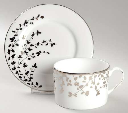Gardner Street Platinum Flat Cup & Saucer Set