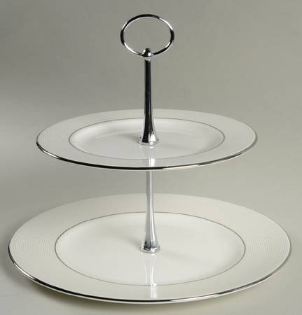 Opal Innocence Stripe 2 Tiered Serving Tray (Dinner & Salad Plate)