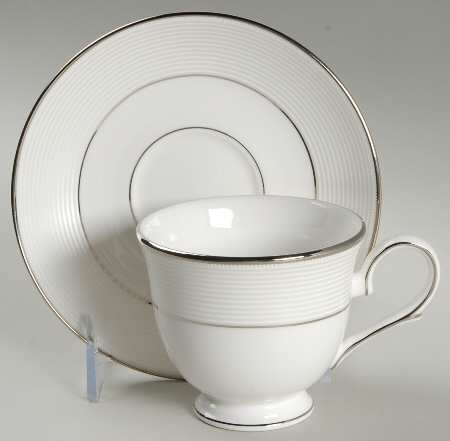Opal Innocence Stripe Footed Cup & Saucer Set by Lenox