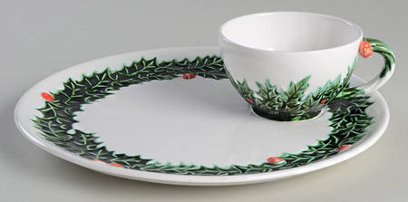 White Christmas Snack Plate & Cup Set