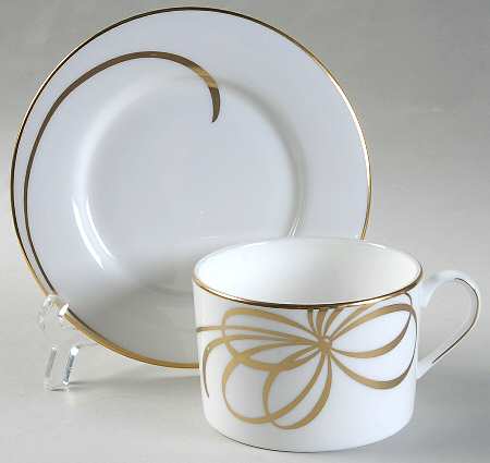 Belle Boulevard Gold Flat Cup & Saucer Set