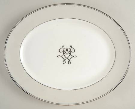 Scripted Platinum 13" Oval Serving Platter by Lenox