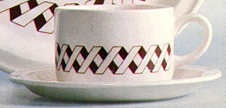 Brown Geometrics Flat Cup & Saucer Set