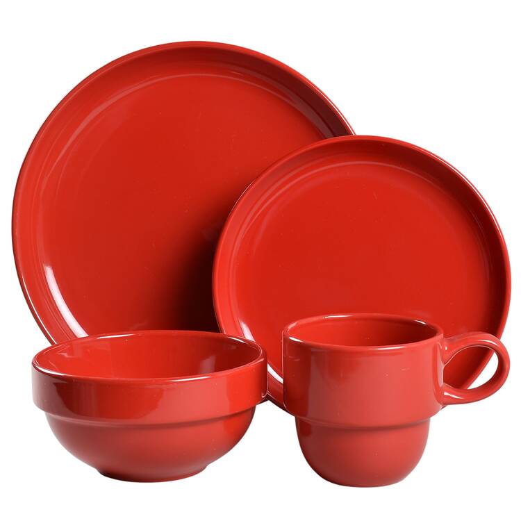 Stack It Red 4 Piece Place Setting
