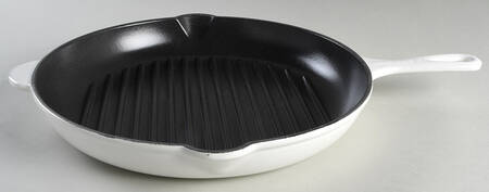 White 12" Cast Iron Open Grill Skillet