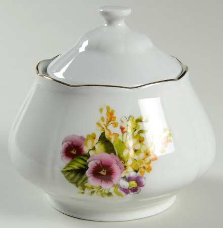 Spring Pansies Sugar Bowl & Lid