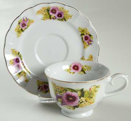 Spring Pansies Footed Cup & Saucer Set