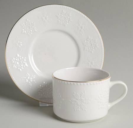 Crystal Snowflake Flat Cup & Saucer Set