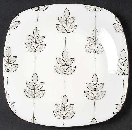 Platinum Leaf Square Salad Plate