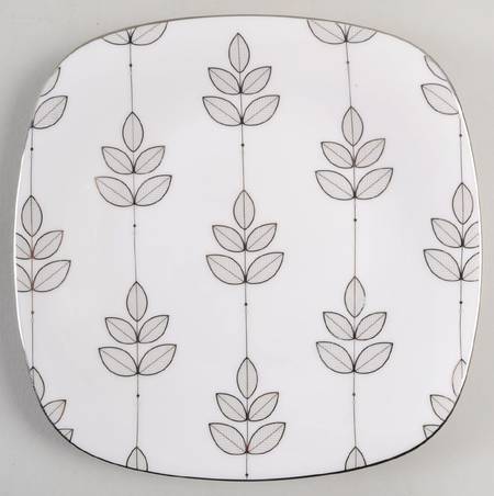 Platinum Leaf Square Salad Plate