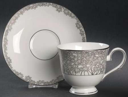 Silver Bouquet Footed Cup & Saucer Set