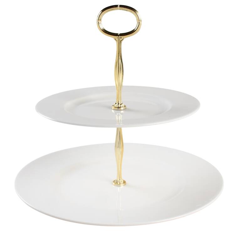 Classic White 6 5/8"-10"  2 Tiered Serving Tray (Dp, Sp) HC