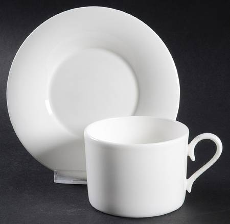 Classic White Flat Cup & Saucer Set
