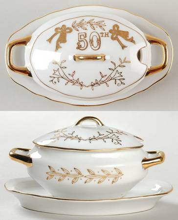 Anniversary Individual Gravy Boat & Lid W/Attached Underplate