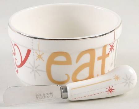 Eat Drink Be Merry Dip Bowl & Spreader Set