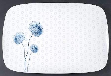 Watercolor Indigo Blue 15" Rectangular Serving Platter